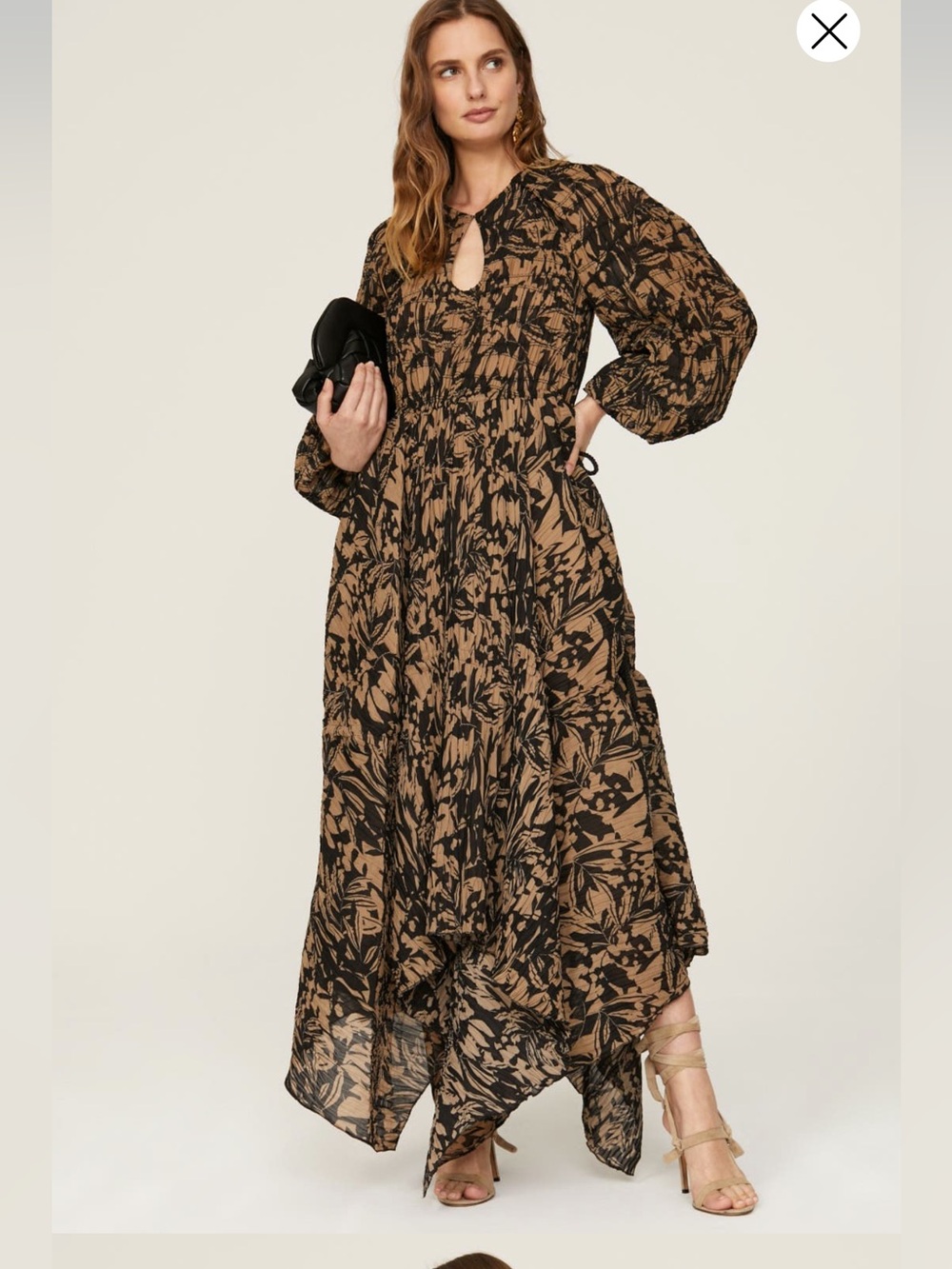 SIMKHAI Tiff Midi Dress long-sleeve Drawstring Sz 4